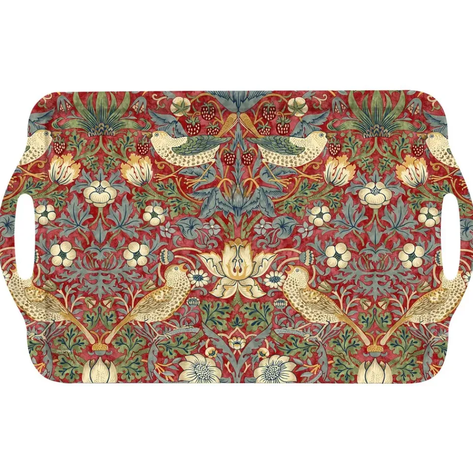 Pimpernel Strawberry Thief tray with handle, Red Online