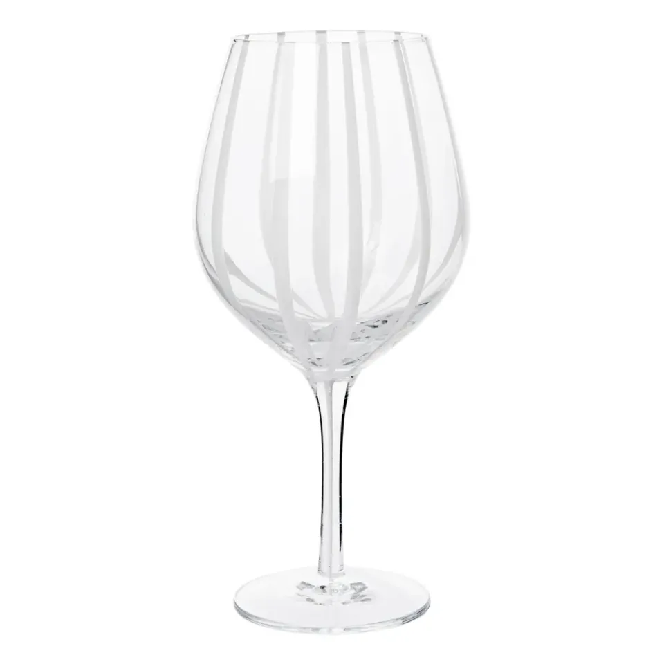 Broste Copenhagen Stripe red wine glass 65 cl, Clear-white stripes TransparentWhite