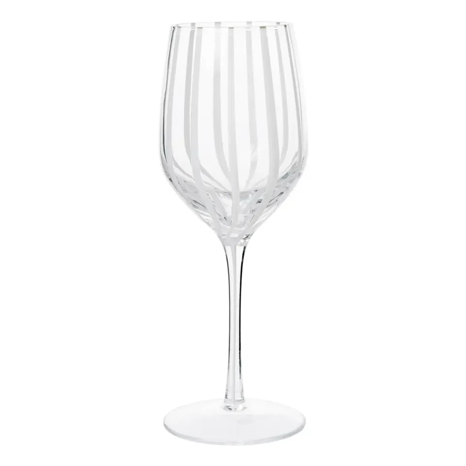 Broste Copenhagen Stripe white wine glass 35 cl, Clear-white stripes TransparentWhite Online