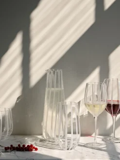 Broste Copenhagen Stripe white wine glass 35 cl, Clear-white stripes TransparentWhite Online