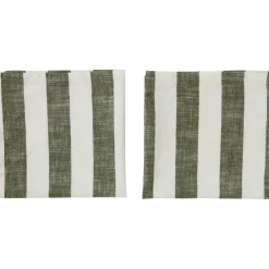 OYOY Striped napkin 45x45 cm 2-pack, Olive GreenWhite