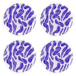 Åry Home Sudd coaster Ø11 cm 4-pack, Blue-white BlueWhite Discount