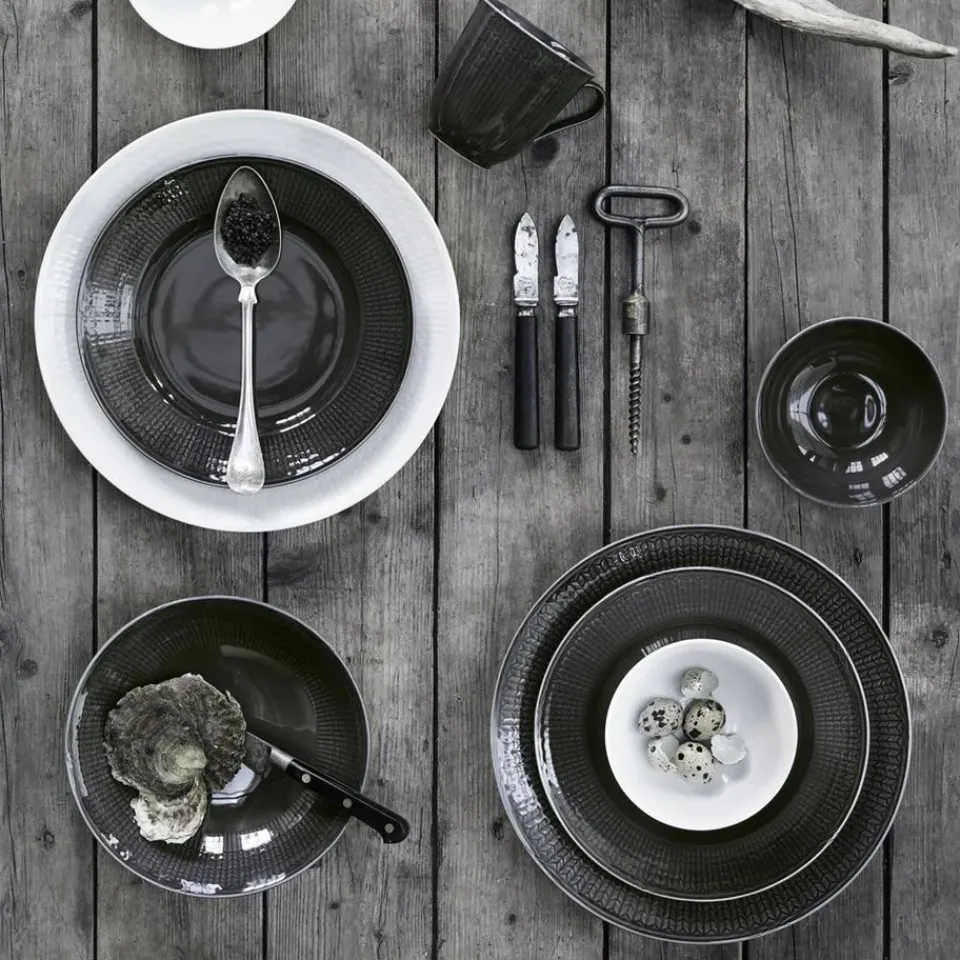 Rörstrand Swedish Grace deep plate Ø19 cm, stone (dark grey) GreyBlack Hot