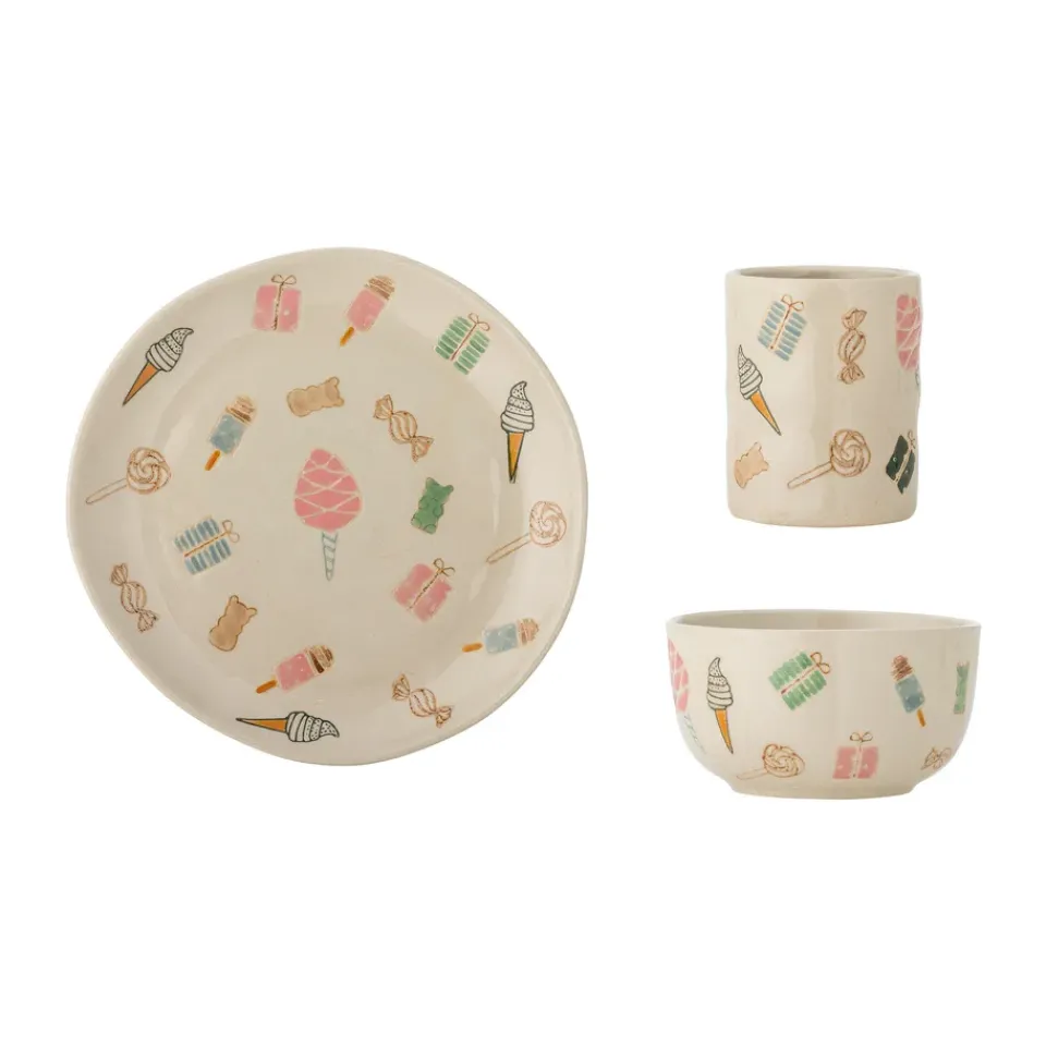 Bloomingville Sweets dinnerware set 3 pieces, Nature White Outlet