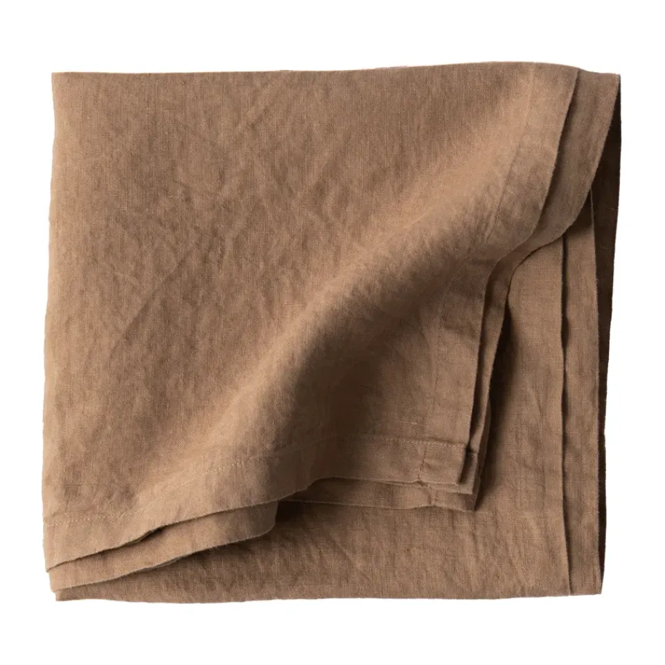Tell Me More Tablecloth linen 175x175 cm, Hazelnut Brown Outlet