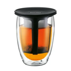 Bodum Tea For One glass with tea strainer, Black Sale
