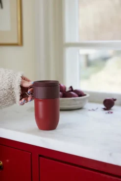 Sagaform Ted car mug thermos mug 28 cm, Wine Red Sale
