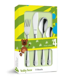 Amefa Teddy children's cutlery 4 pieces, Stainless steel Silver-coloured Best