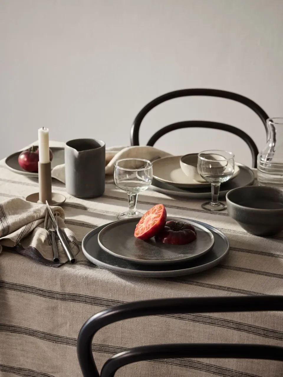 Tell Me More Thea tablecloth 145x270 cm, Denim stripe BeigeGrey Online