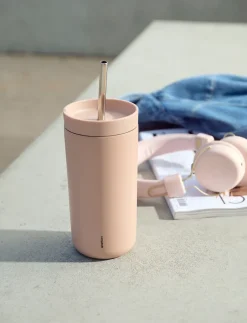 Stelton To Go Sip thermos mug with straw 0.4 L, Heather Pink