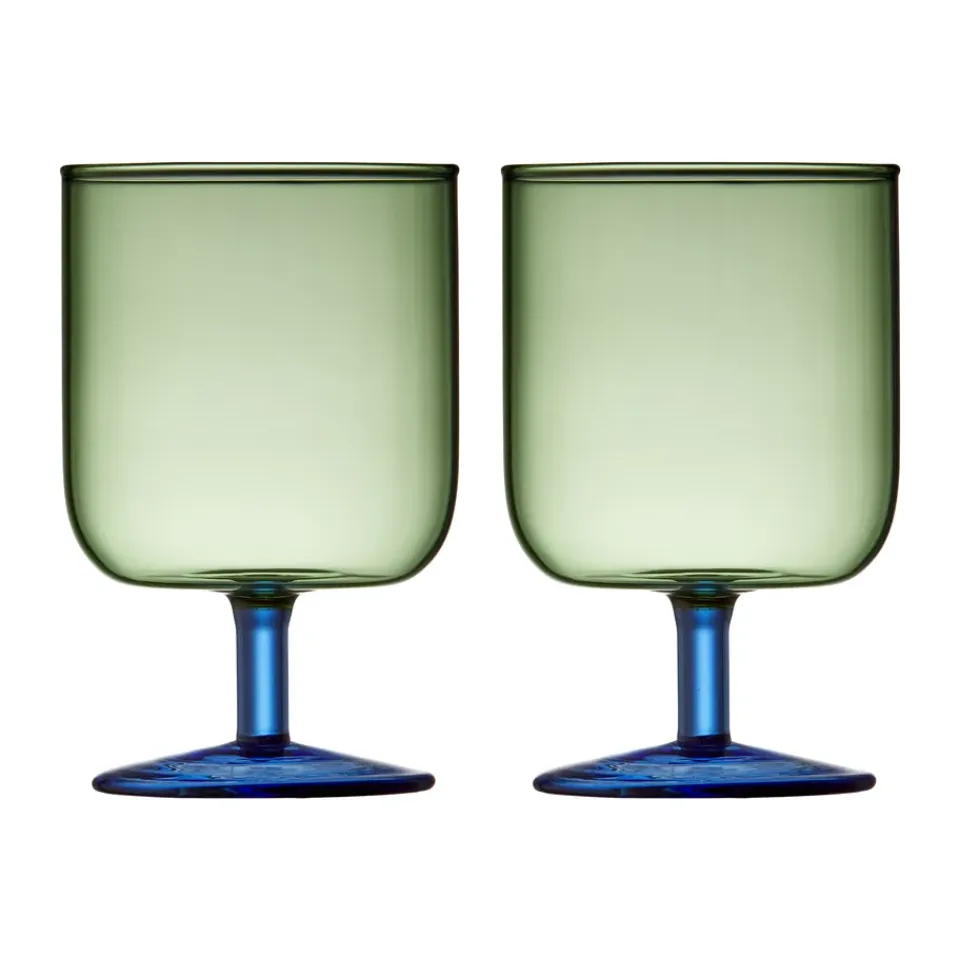 Lyngby Glas Torino wine glass 30 cl 2-pack, Green-blue BlackBlue