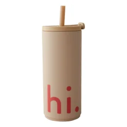 Design Letters Travel Life thermos with straw 50 cl, Hi- Beige Best