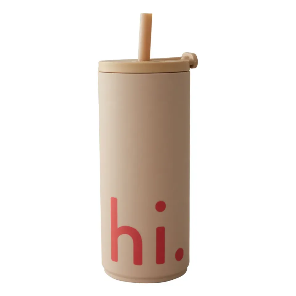 Design Letters Travel Life thermos with straw 50 cl, Hi- Beige Best