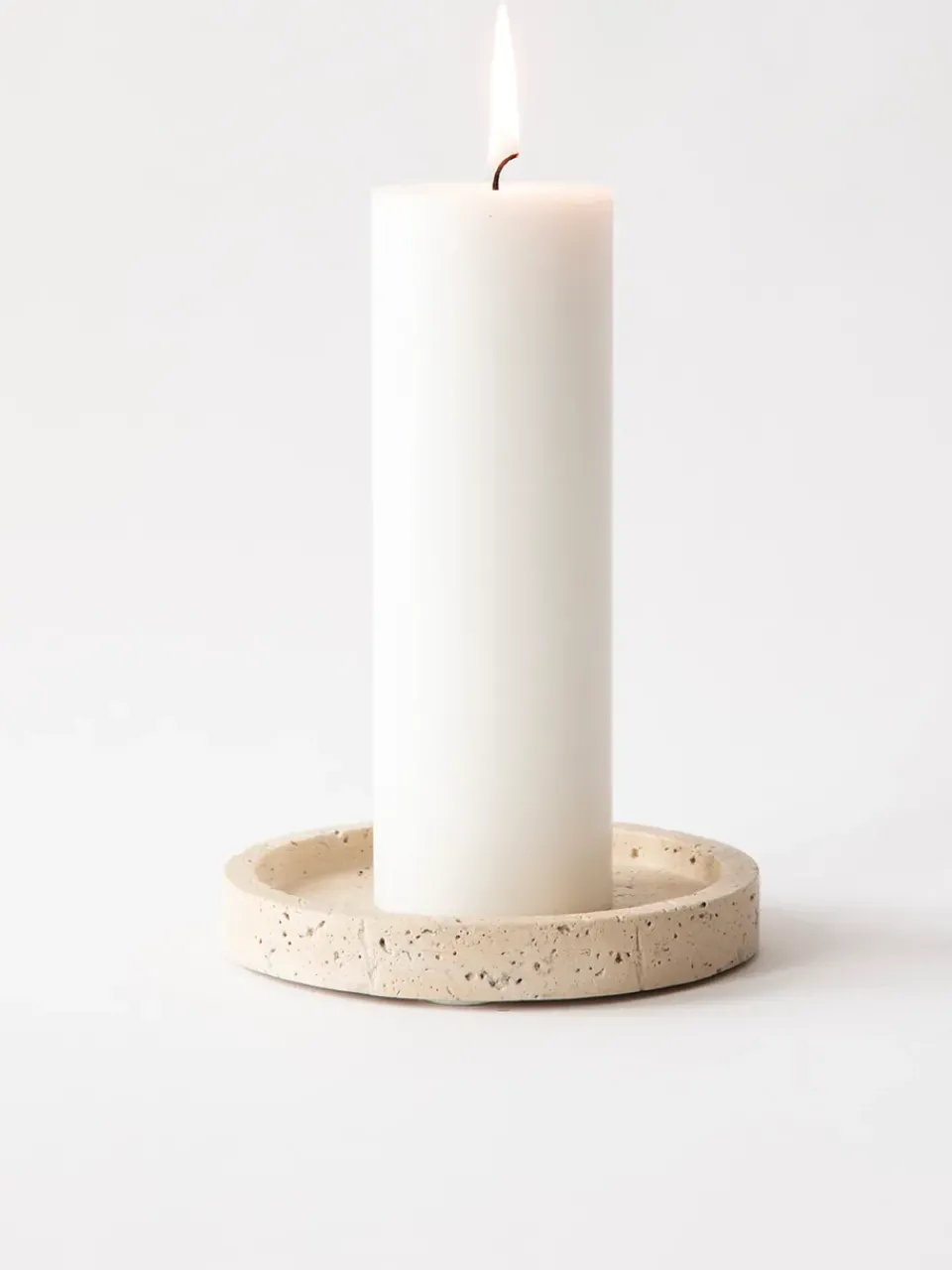 Tell Me More Travertine tray, Ø15 cm Beige Outlet