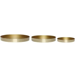 Hübsch Tray 3-pack, Metal-brass Silver-coloured New