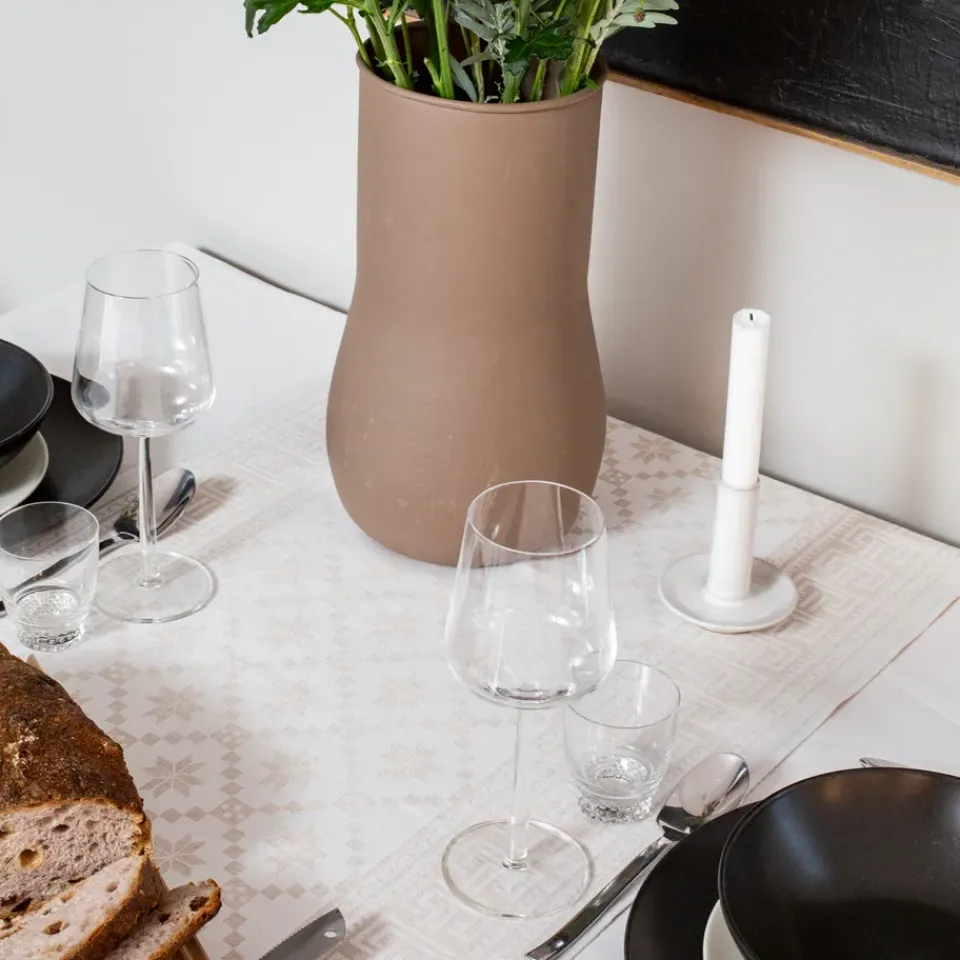 Ekelund Linneväveri Åttebladrose table runner 50x150 cm, Beige Clearance