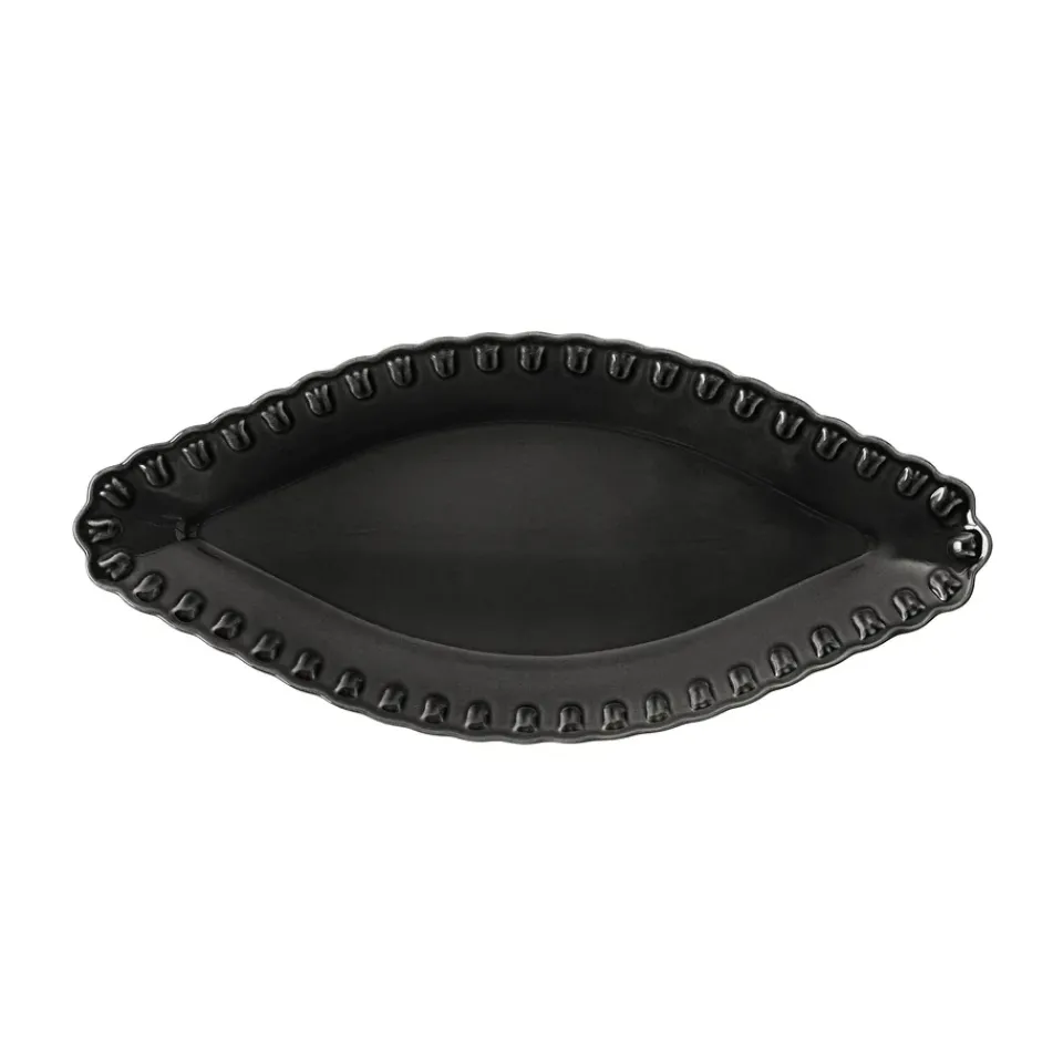 PotteryJo Tulipa oval saucer 20x45 cm, Almost Black Clearance