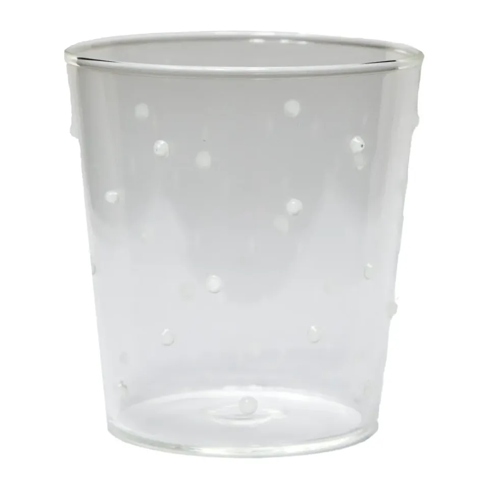 Olsson & Jensen Venezia drinking glass, White dots TransparentWhite Clearance