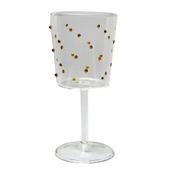 Olsson & Jensen Venezia wine glass, Amber Dots TransparentGreen Clearance