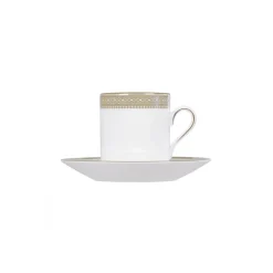 Wedgwood Vera Wang Lace Gold saucer to coffee cup, White New