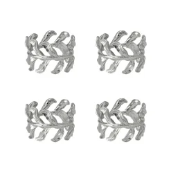 Scandi Living Vine napkin ring Ø4,7 cm 4-pack, Zinc alloy Silver-coloured New