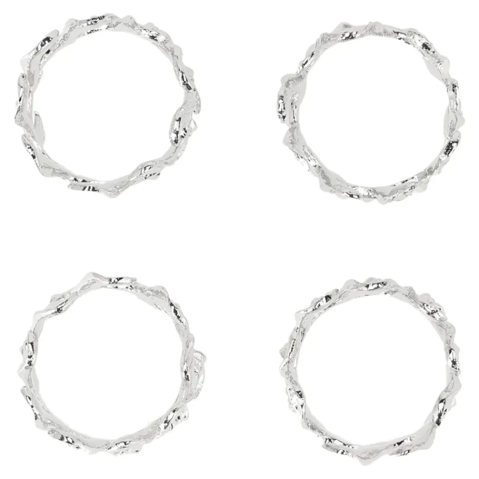 Scandi Living Vine napkin ring Ø4,7 cm 4-pack, Zinc alloy Silver-coloured New