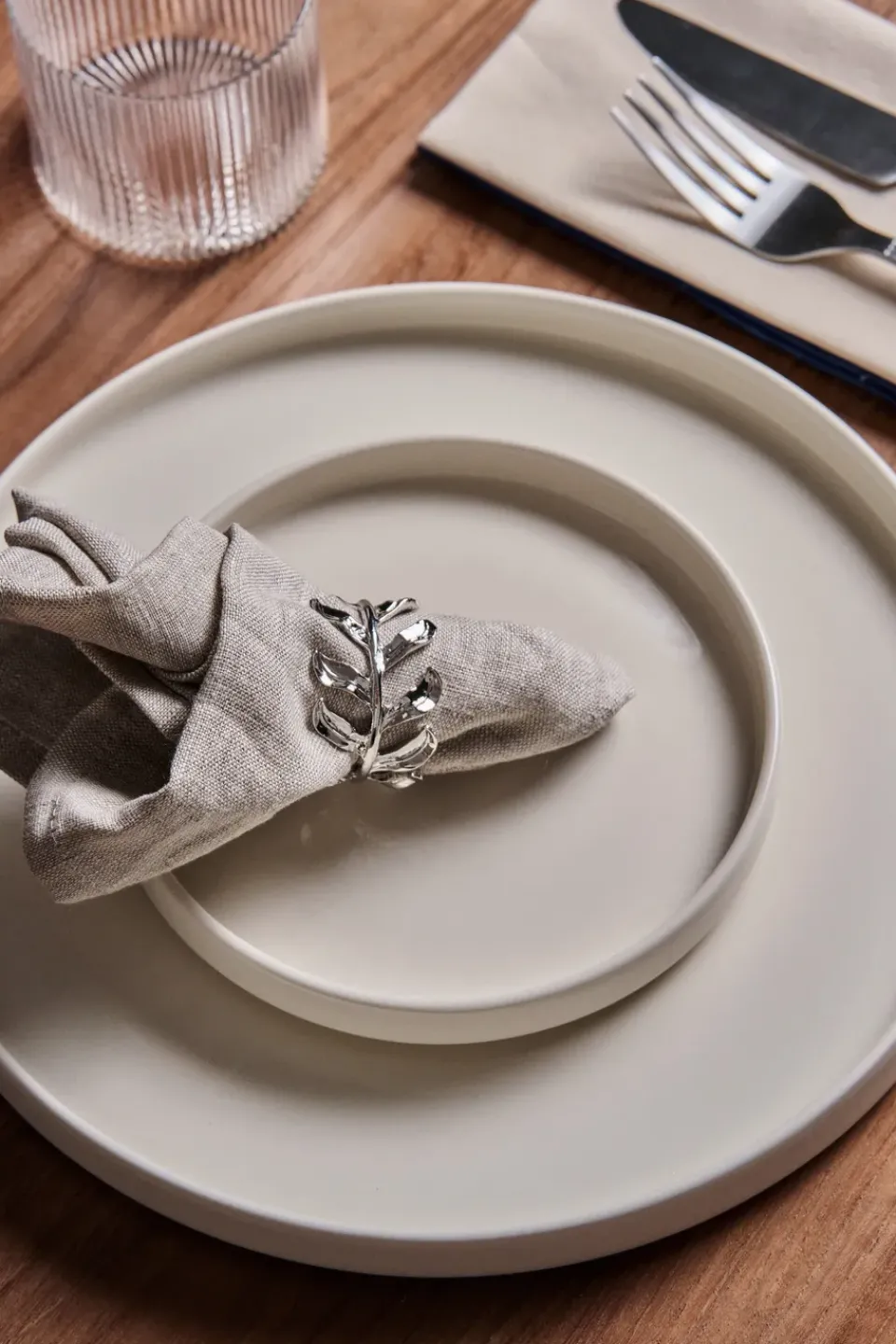 Scandi Living Vine napkin ring Ø4,7 cm 4-pack, Zinc alloy Silver-coloured New