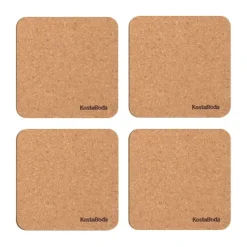 Kosta Boda Viva coasters 9.6x9.6 cm 4-pack, Cork Brown New