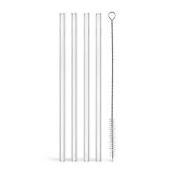 Kosta Boda Viva straws + cleaning brush 5 pieces, Clear Transparent