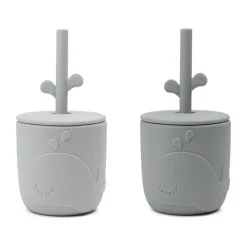 Done by deer Wally mug with peekaboo straw 2-pack., Grey Online