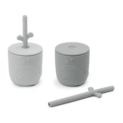 Done by deer Wally mug with peekaboo straw 2-pack., Grey Online