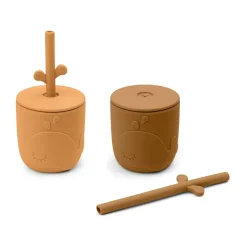 Done by deer Wally mug with peekaboo straw 2-pack., Mustard Yellow Best