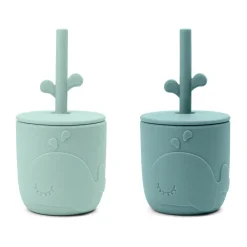 Done by deer Wally mug with peekaboo straw 2-pack., Blue Best