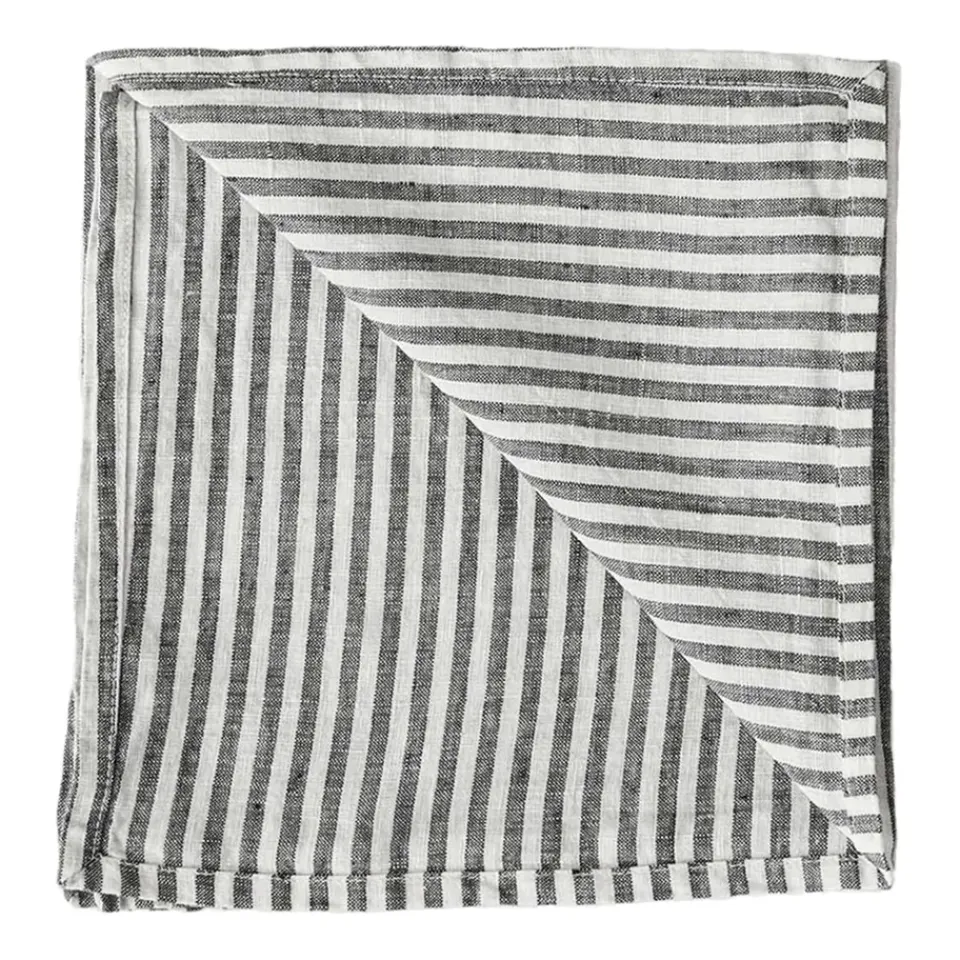 Tell Me More Washed linen napkin, Grey-white GreyWhite New