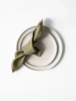 Tell Me More Washed linen napkin, Olive Green Hot