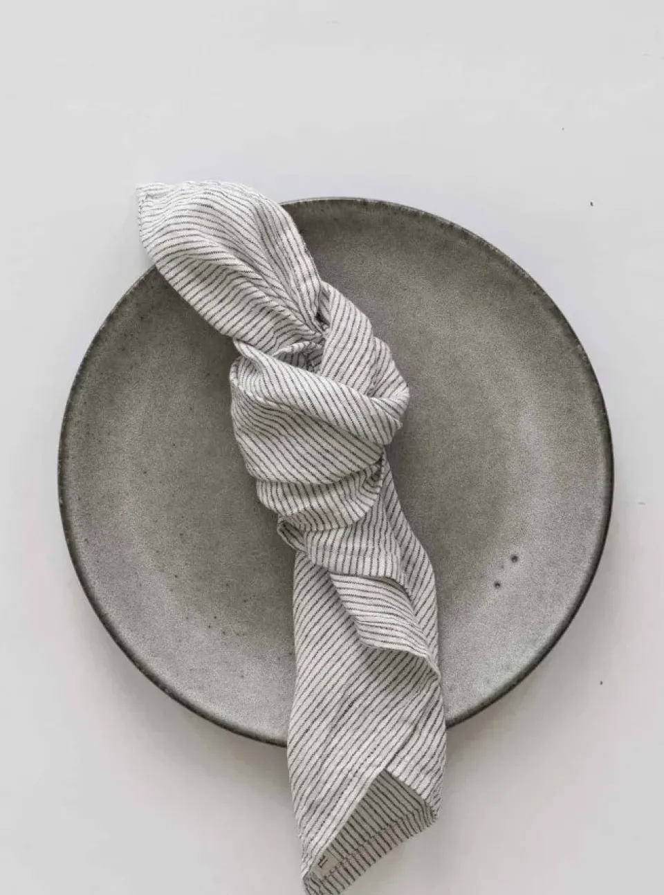 Tell Me More Washed linen napkin, Pinstripe BlackWhite New