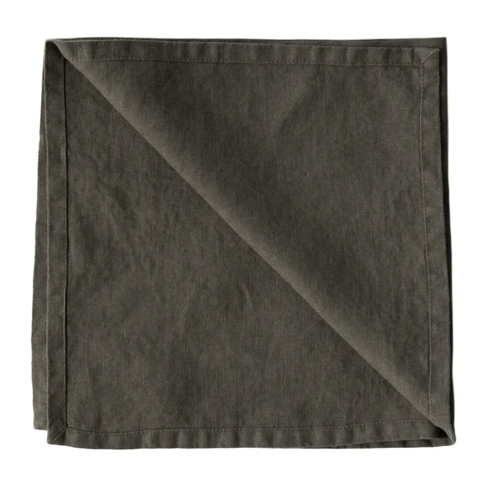 Tell Me More Washed linen napkin, Taupe GreyBrown Outlet