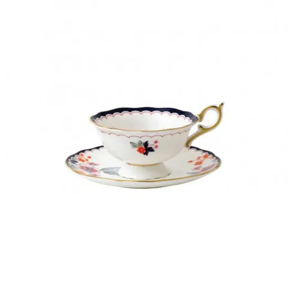 Wedgwood Wonderlust small teacup with saucer, jasmine bloom BlueWhite Clearance