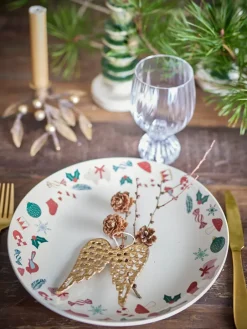Bloomingville Yule serving platter Ø28 cm, Natural red Beige New