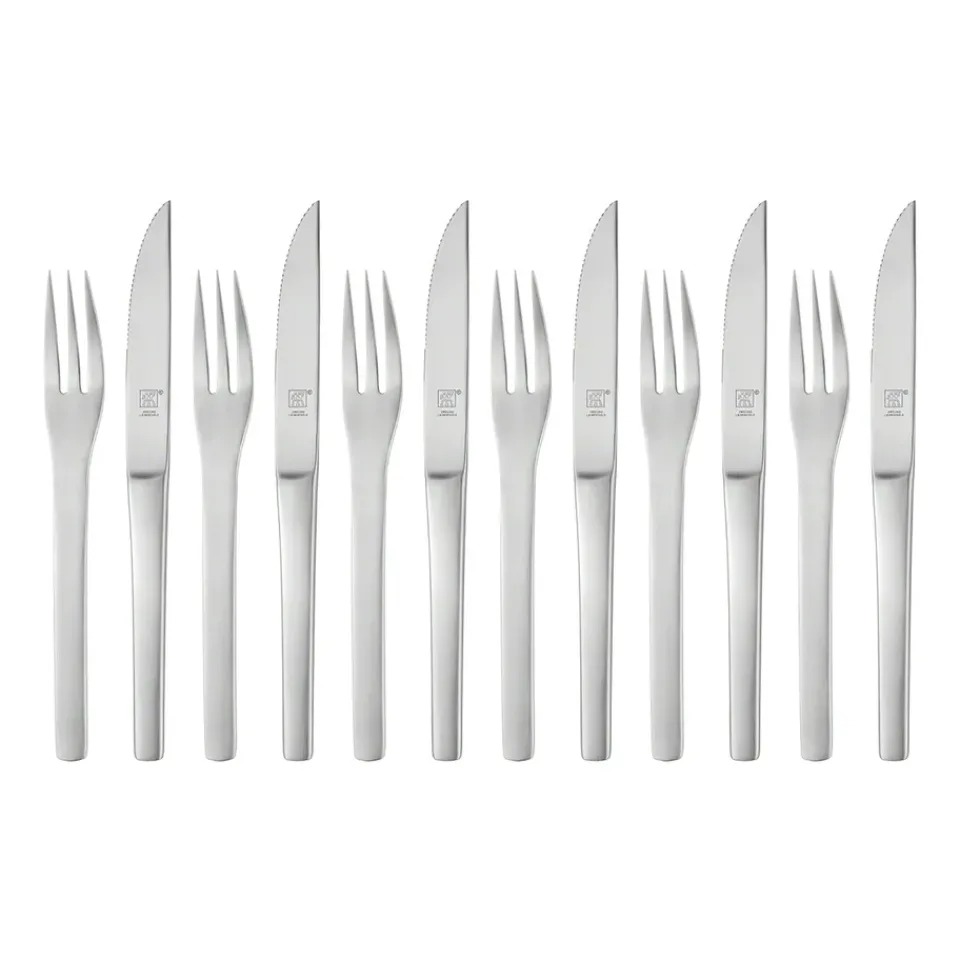 Zwilling Melbourne BBQ cutlery 12 pcs, matt stainless steel Silver-coloured Hot
